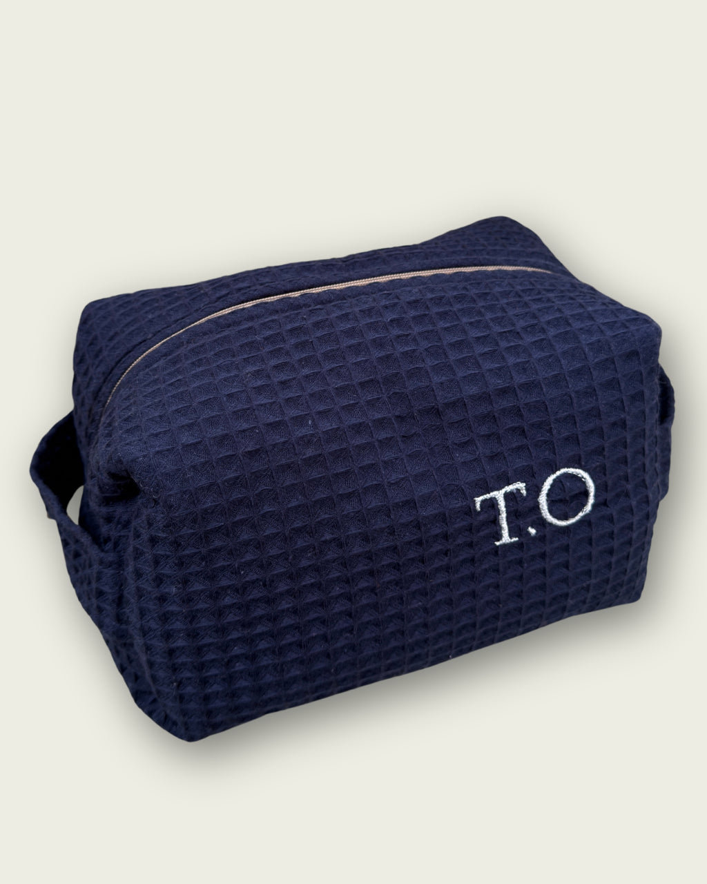 Navy Waffle Wash Bag