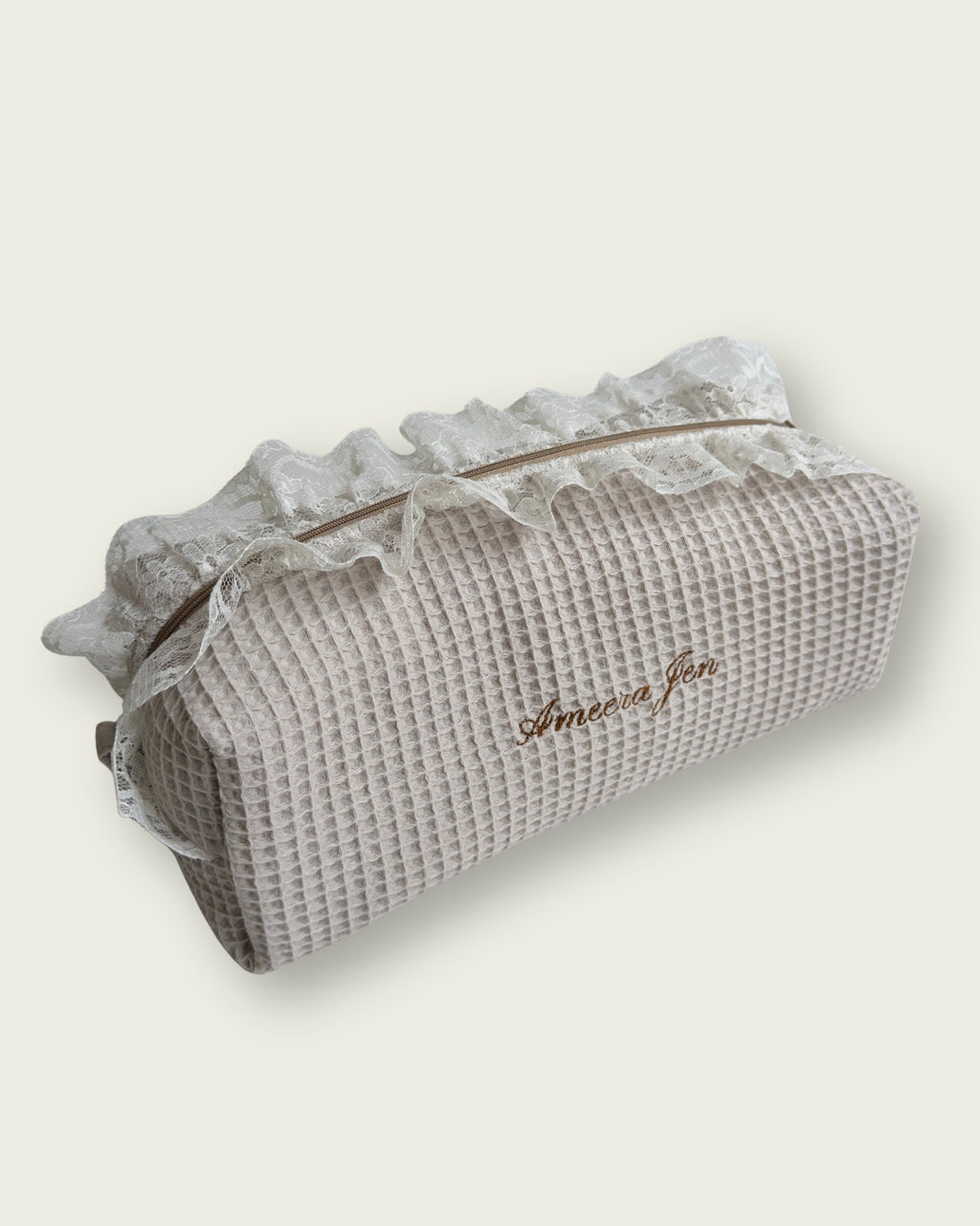 Beige Waffle Lace Hair Tool Bag