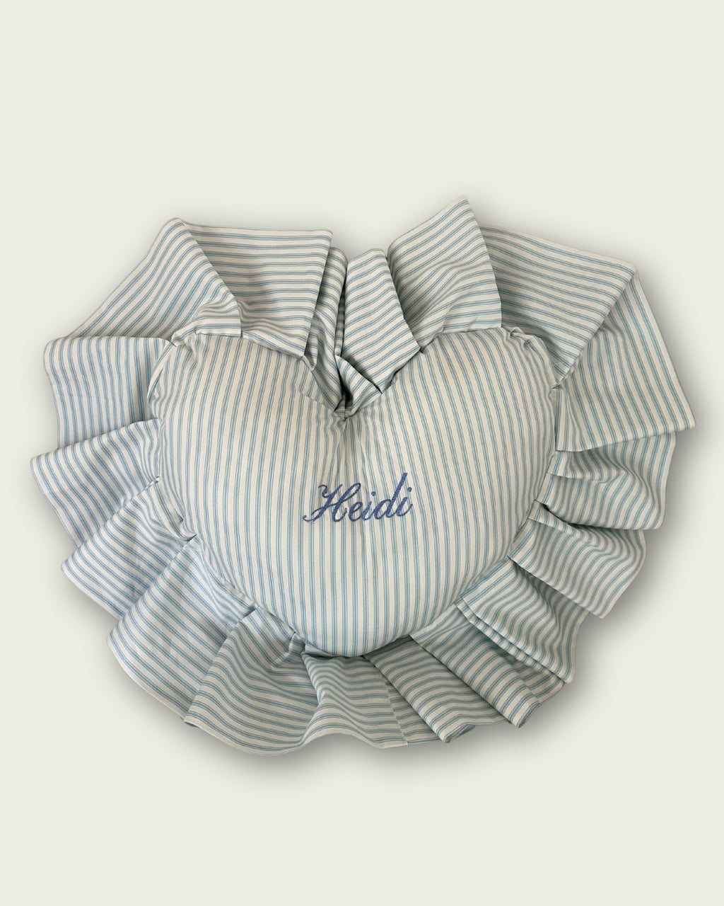 Ruffle Heart Cushion - Blue