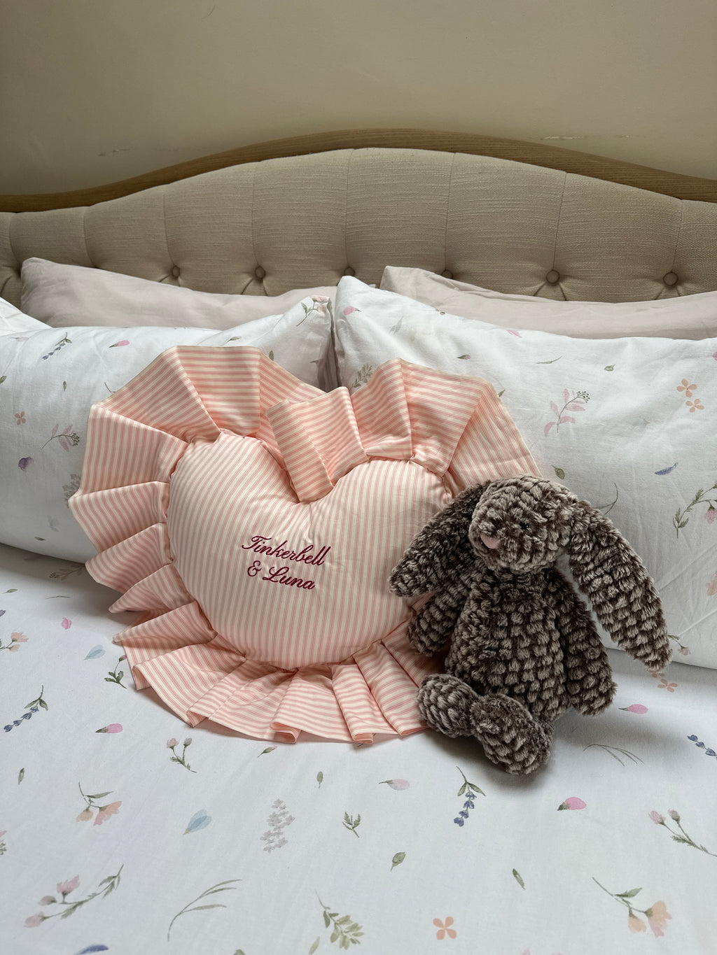 Ruffle Heart Cushion - Pink