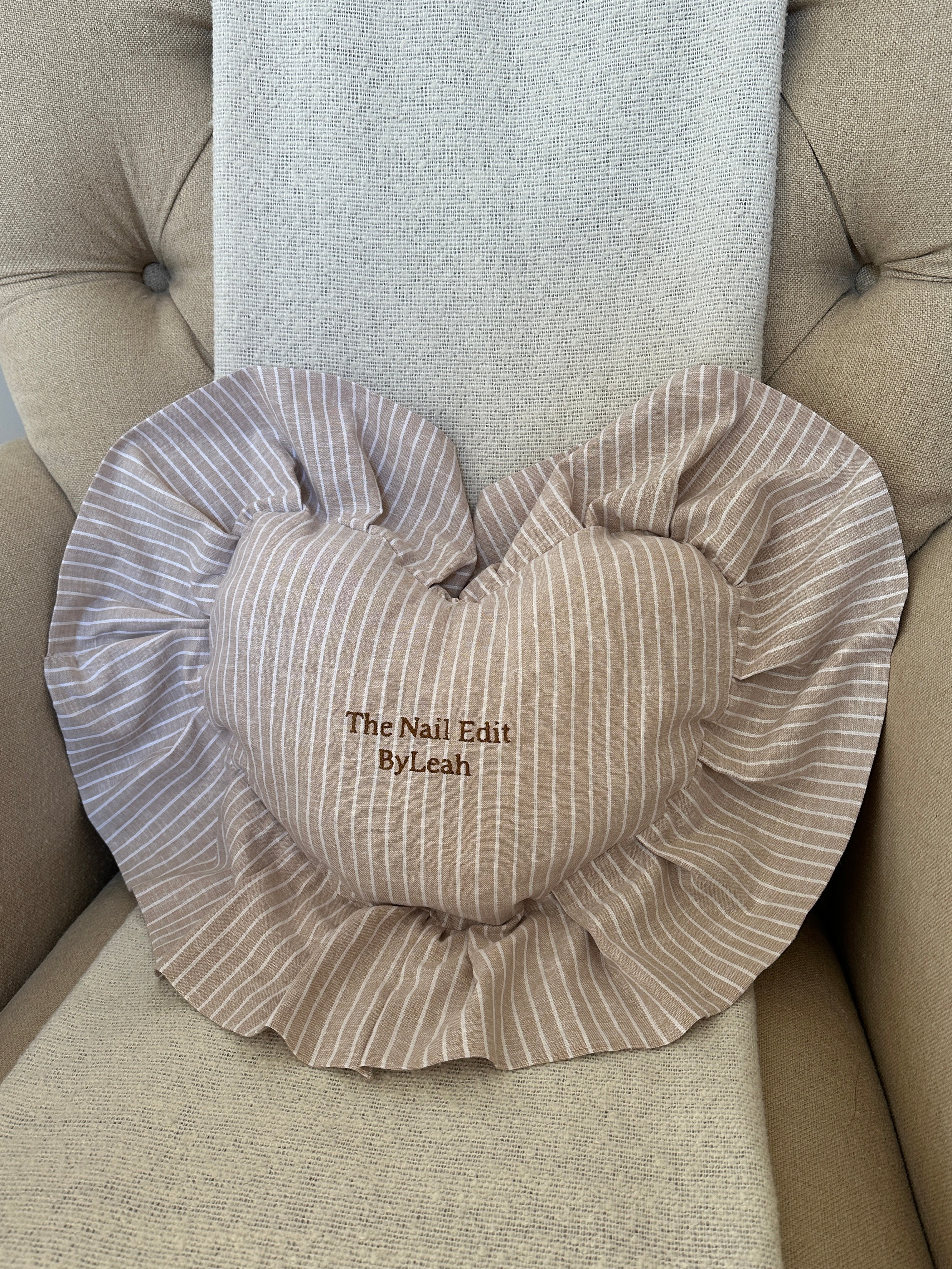 Ruffle Heart Cushion - Beige