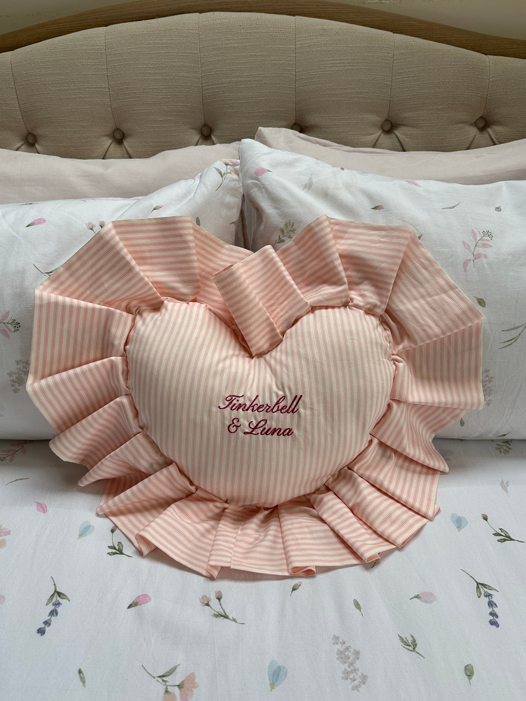 Ruffle Heart Cushion - Pink