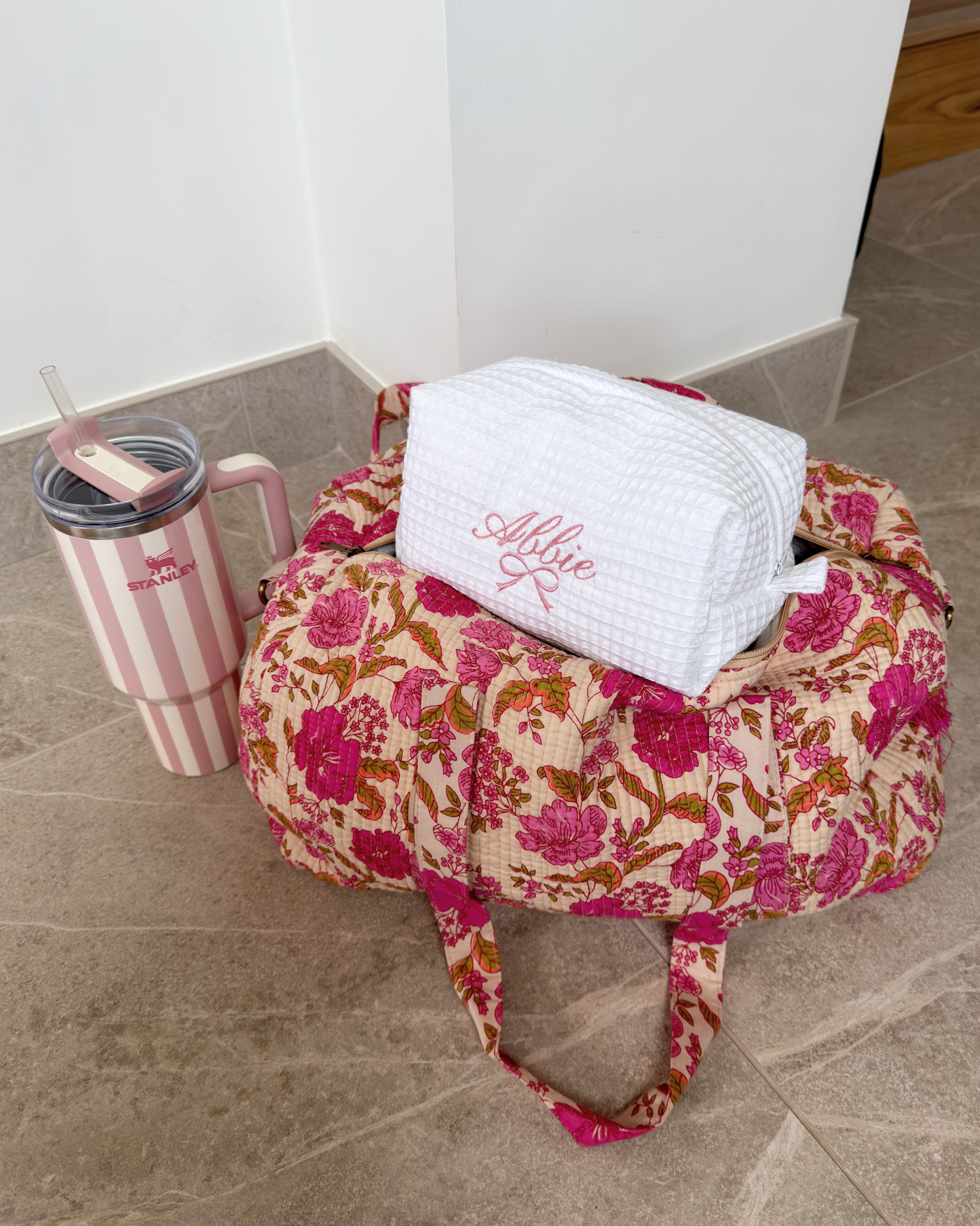White Waffle Wash Bag
