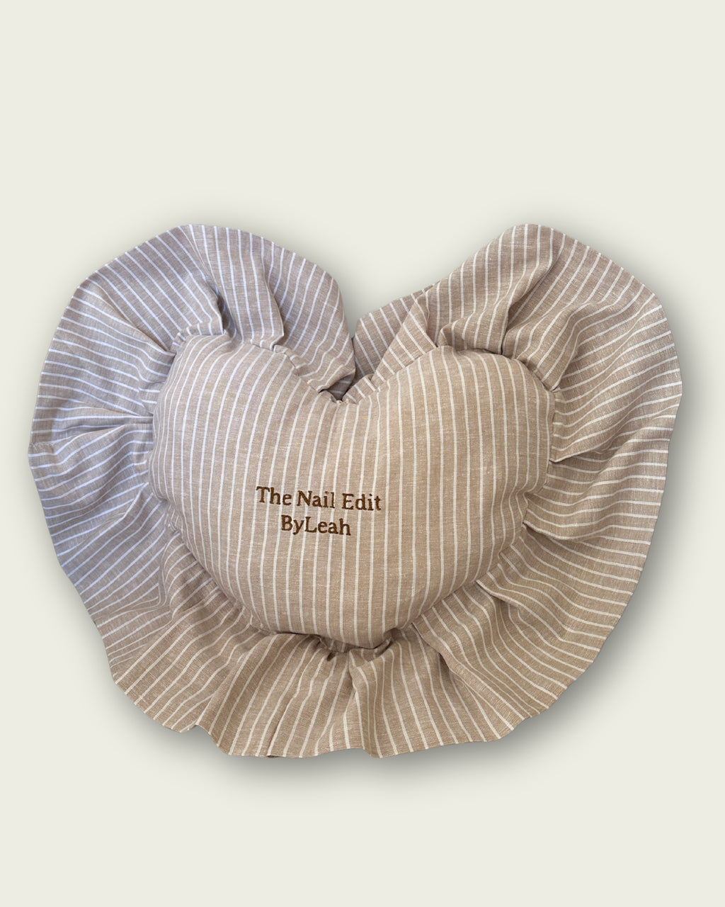 Ruffle Heart Cushion - Beige